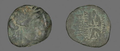 Coin Depicting the God Apollo, 2nd/1st century BC, Greek, Ancient Greece, Bronze, Diam. 2.3 cm, 7