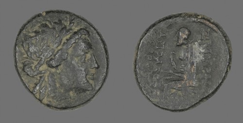 Coin Depicting the God Apollo, 2nd/1st century BC, Greek, Ancient Greece, Bronze, Diam. 2.2 cm, 7