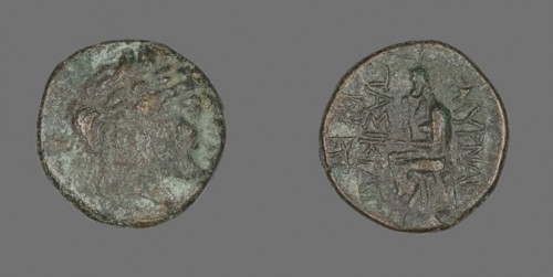 Coin Depicting the God Apollo, 2nd/1st century BC, Greek, Ancient Greece, Bronze, Diam. 2.2 cm, 7