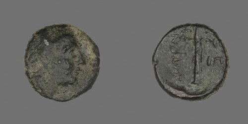 Coin Depicting the God Apollo, 2nd/1st century BC, Greek, Ancient Greece, Bronze, Diam. 1.2 cm, 1