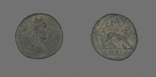 Coin Depicting the Goddess Tyche, AD 98/192, Roman, Izmir, Bronze, Diam. 1.8 cm, 3.55 g
