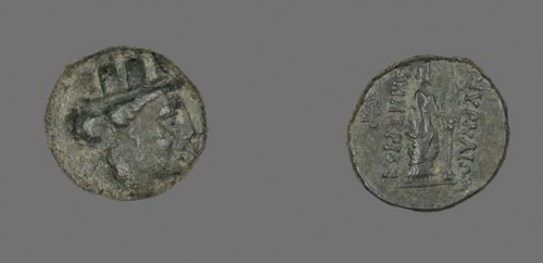Coin Depicting the Goddess Kybele, 2nd/1st century BC, Greek, Izmir, Bronze, Diam. 1.8 cm, 4.57 g