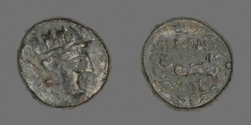 Coin Depicting the Goddess Kybele, 2nd/1st century BC, Greek, Izmir, Bronze, Diam. 1.7 cm, 5.29 g