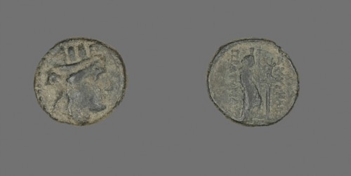 Coin Depicting the Goddess Kybele, 2nd century BC, Greek, Izmir, Bronze, Diam. 1.6 cm, 3.36 g