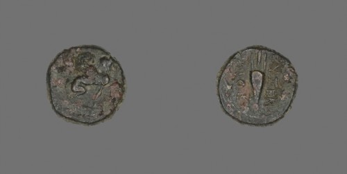 Coin Depicting a Sphinx, about 84 BC, Greek, Ancient Greece, Bronze, Diam. 1.5 cm, 3.41 g