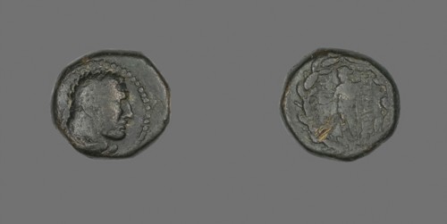 Coin Depicting the Hero Herakles, about 133 BC, Greek, Ancient Greece, Bronze, Diam. 1.7 cm, 5.96 g