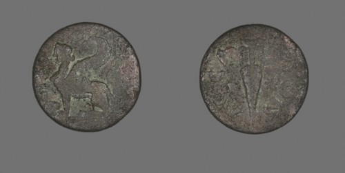Coin Depicting a Sphinx, AD 138/217 (?), Roman, Roman Empire, Bronze, Diam. 2 cm, 4.64 g