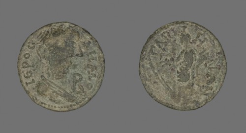 Coin Depicting Populus Romanus, AD 79/81 or AD 211/217, Roman, Roman Empire, Bronze, Diam. 2.3 cm,