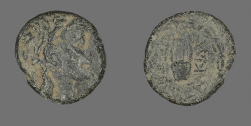 Coin Depicting the God Apollo, about 88/50 BC, Greek, Ancient Greece, Bronze, Diam. 2.4 cm, 7.67 g