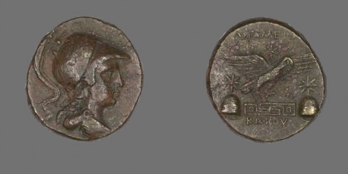 Coin Depicting the Goddess Athena, 133/48 BC, Greek, Ancient Greece, Bronze, Diam. 2.3 cm, 7.41 g
