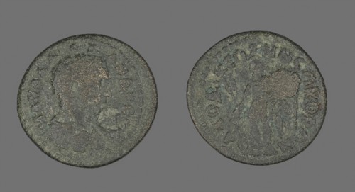 Coin Portraying the Emperor Severus Alexander, before AD 222, Roman, Roman Empire, Bronze, Diam. 2