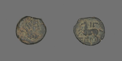 Coin Depicting the God Zeus, about 58 BC, Greek, Ancient Greece, Bronze, Diam. 1.6 cm, 2.83 g