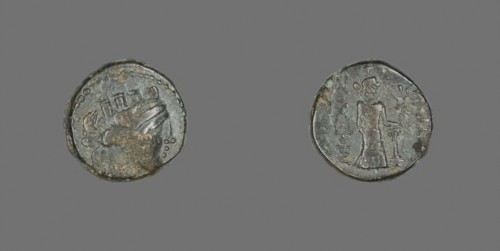Coin Depicting the Goddess Tyche Cybele, 2nd/1st century BC, Greek, Ancient Greece, Bronze, Diam. 1