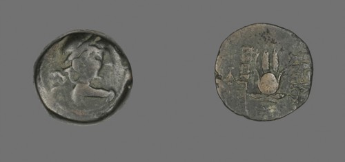 Coin Depicting the God Eros, 138/129 BC, Greek, Ancient Greece, Copper, Diam. 1.8 cm, 5.52 g