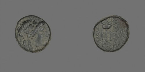 Coin Depicting the God Apollo, 261/246 BC, Greek, Ancient Greece, Copper, Diam. 1.7 cm, 5.11 g