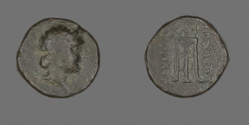 Coin Depicting a Goddess, 261/246 BC, Greek, Ancient Greece, Bronze, Diam. 2.1 cm, 8.43 g