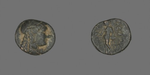 Coin Depicting the God Apollo, 222/187 BC, Greek, Ancient Greece, Bronze, Diam. 1.7 cm, 4.46 g