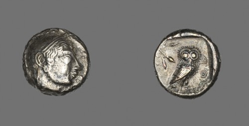 Tetradrachm (Coin) Depicting the Goddess Athena, 530/490 BC, Greek, minted in Athens, Greater