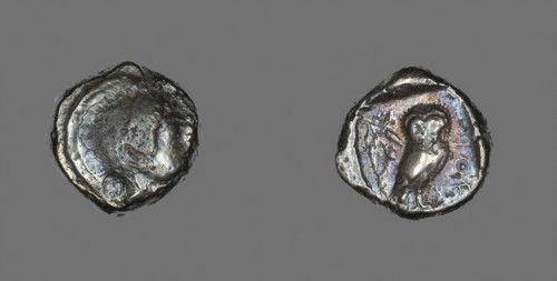 Tetradrachm (Coin) Depicting the Goddess Athena, before 490 BC, Greek, minted in Athens, Greater