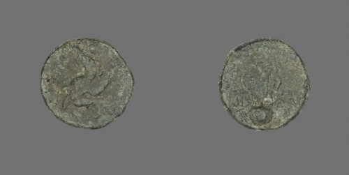 Coin Depicting a Galloping Griffin, 4th/1st century BC, Greek, Roman Empire, Bronze, Diam. 1.7 cm,