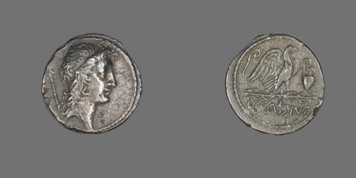 Denarius (Coin) Depicting the Genius Populi Romani, about 55 BC, Roman, Roman Empire, Silver, Diam.