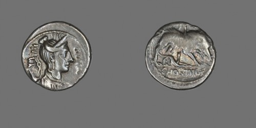 Denarius (Coin) Depicting the Goddess Diana, about 68 BC, Roman, Roman Empire, Silver, Diam. 1.8