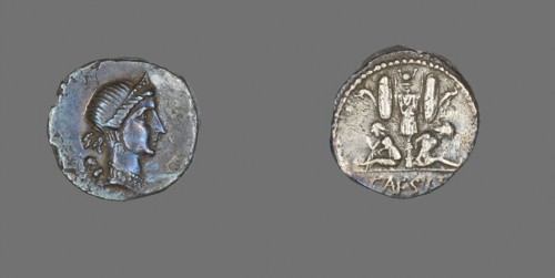 Denarius (Coin) Depicting the Goddess Venus, about 46/45 BC, Roman, minted in Spain, Roman Empire,