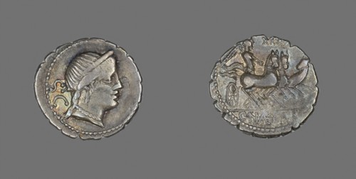 Denarius Serratus (Coin) Depicting the Goddess Venus, about 79 BC, Roman, Roman Empire, Silver,