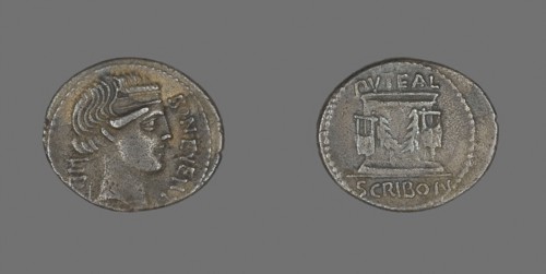 Denarius (Coin) Depicting Bonus Eventus, 62 or 54 BC, Roman, Roman Empire, Silver, Diam. 2.1 cm, 3