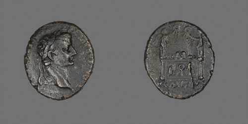 Coin Portraying Emperor Tiberius, AD 9/14, Roman, minted in Lugdunum, Roman Empire, Bronze, Diam. 2