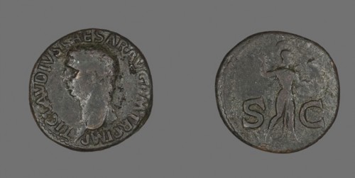 As (Coin) Portraying Emperor Claudius, AD 41/50, Roman, minted in Rome, Roman Empire, Bronze, Diam.
