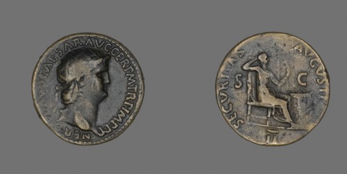 Dupondius (Coin) Portraying Emperor Nero, AD 63, Roman, minted in Rome, Roman Empire, Bronze, Diam.