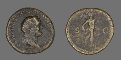 Sestertius (Coin) Portraying Emperor Vespasian, AD 71, Roman, Roman Empire, Bronze, Diam. 3.2 cm,