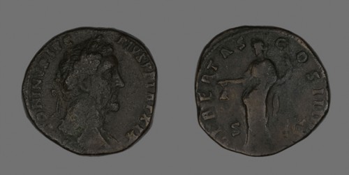 Sestertius (Coin) Portraying Emperor Antoninus Pius, AD 155/156, Roman, minted in Rome, Roman
