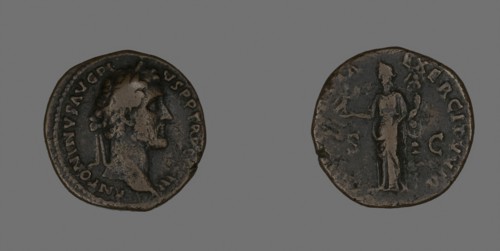 As (Coin) Portraying Emperor Antoninus Pius, AD 140/144, Roman, minted in Rome, Roman Empire,