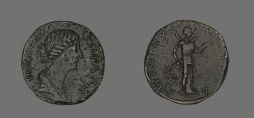Sestertius (Coin) Portraying Empress Faustina, AD 176, Roman, minted in Rome, Roman Empire, Bronze,