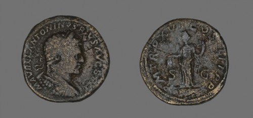 Sestertius (Coin) Portraying Emperor Caracalla, AD 213, Roman, minted in Rome, Roman Empire,