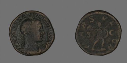 Sestertius (Coin) Portraying Emperor Severus Alexander, AD 232, Roman, minted in Rome, Roman