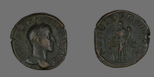 Sestertius (Coin) Portraying Emperor Severus Alexander, AD 232, Roman, minted in Rome, Roman