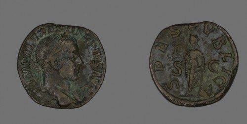 Sestertius (Coin) Portraying Emperor Severus Alexander, AD 232, Roman, minted in Rome, Roman