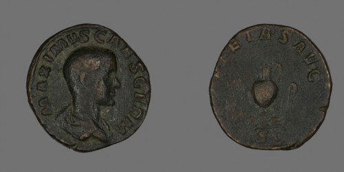 Sestertius (Coin) Portraying Emperor Maximus, AD 236/238, Roman, minted in Rome, Roman Empire,