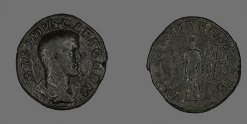 Sestertius (Coin) Portraying Emperor Maximus, AD 236/238, Roman, Roman Empire, Bronze, Diam. 3 cm,