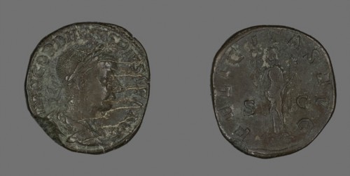 Sestertius (Coin) Portraying Emperor Gordianus, AD 238/244, Roman, Roman Empire, Bronze, Diam. 3.1