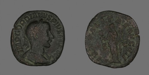 Sestertius (Coin) Portraying Emperor Gordianus, AD 238/244, Roman, Roman Empire, Bronze, Diam. 3.2