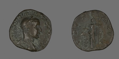Sestertius (Coin) Portraying Emperor Gordianus, AD 238/244, Roman, Roman Empire, Bronze, Diam. 3