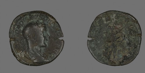 Sestertius (Coin) Portraying Emperor Gordianus, AD 238/244, Roman, Roman Empire, Bronze, Diam. 3.2
