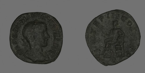 Sestertius (Coin) Portraying Emperor Gordianus, AD 238/244, Roman, Roman Empire, Bronze, Diam. 3.2