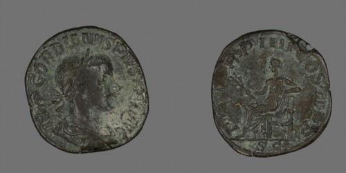 Sestertius (Coin) Portraying Emperor Gordianus, AD 238/244, Roman, Roman Empire, Bronze, Diam. 3.1