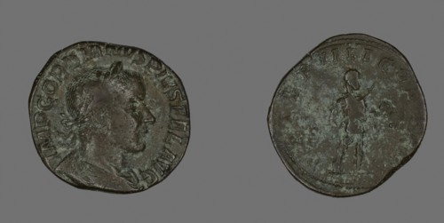 Sestertius (Coin) Portraying Emperor Gordianus, AD 238/244, Roman, Roman Empire, Bronze, Diam. 3