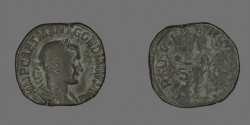 Sestertius (Coin) Portraying Emperor Gordianus, AD 238/244, Roman, Roman Empire, Bronze, Diam. 3.1